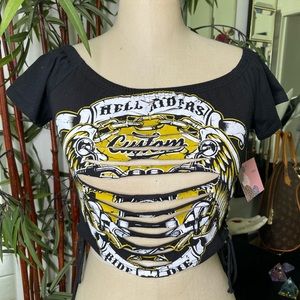“Hell Rider” Slit Crop Top